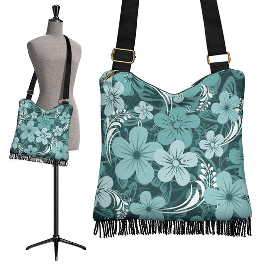 Teal green Aloha Flowers Crossbody Bag