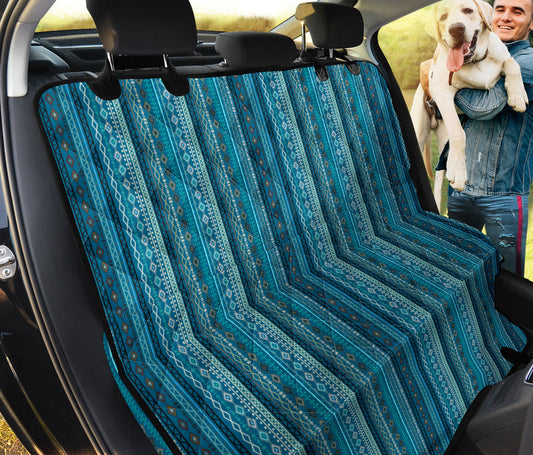 Teal Boho Chic Bohemian Aztec Car Back Seat Pet Cover