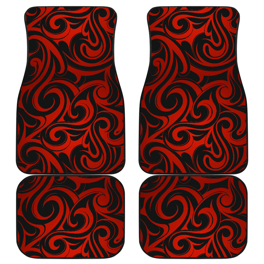 Red Tribal Swirls Car Floor Mats