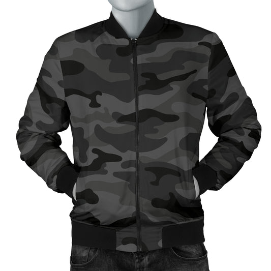 Mens Dark Grey Camouflage Bomber Jacket