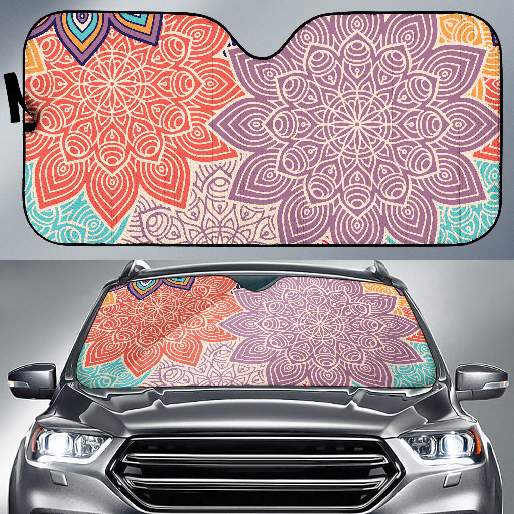 Colorful Floral Mandalas Car Sun Shades