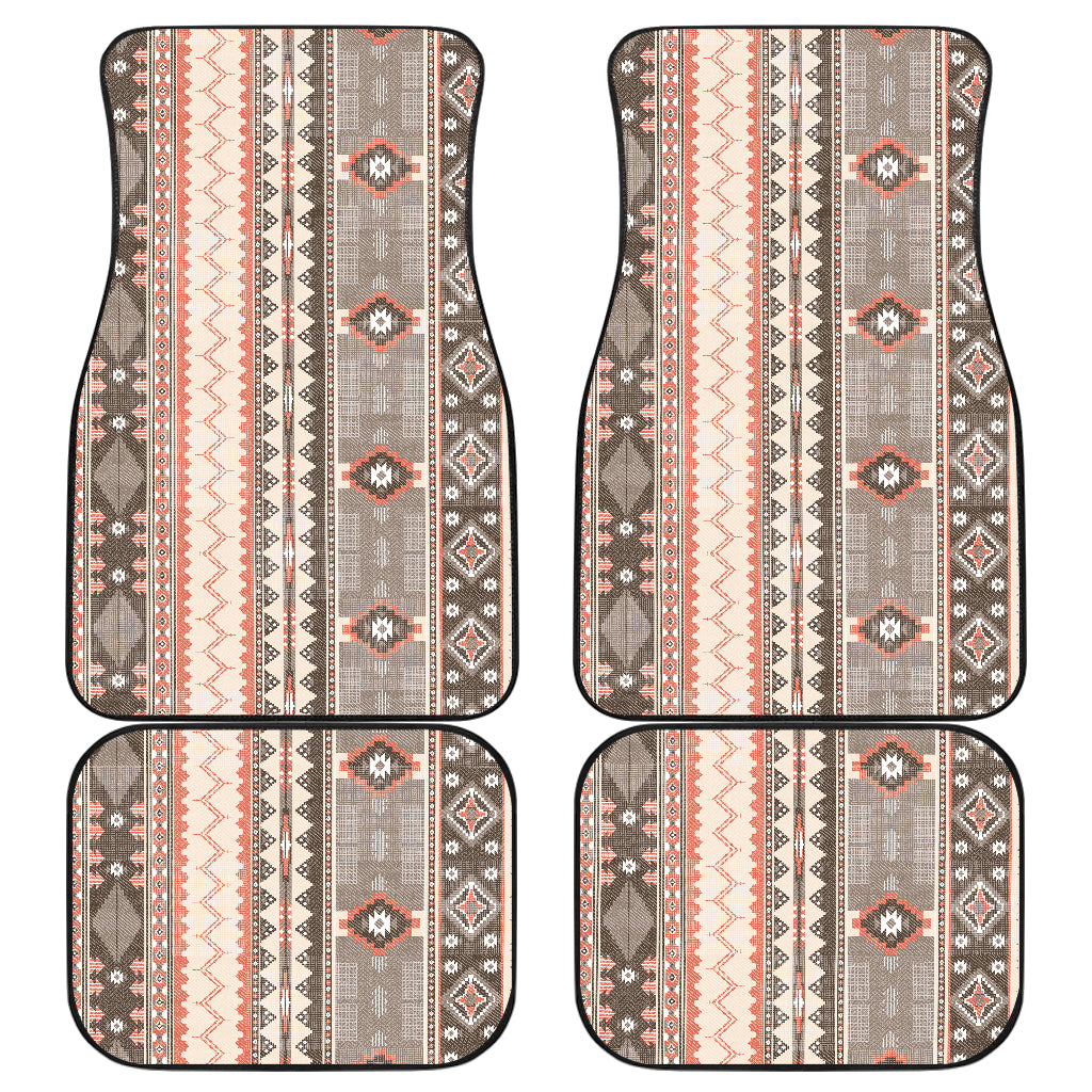 Beige Ethnic Stripes Car Floor Mats