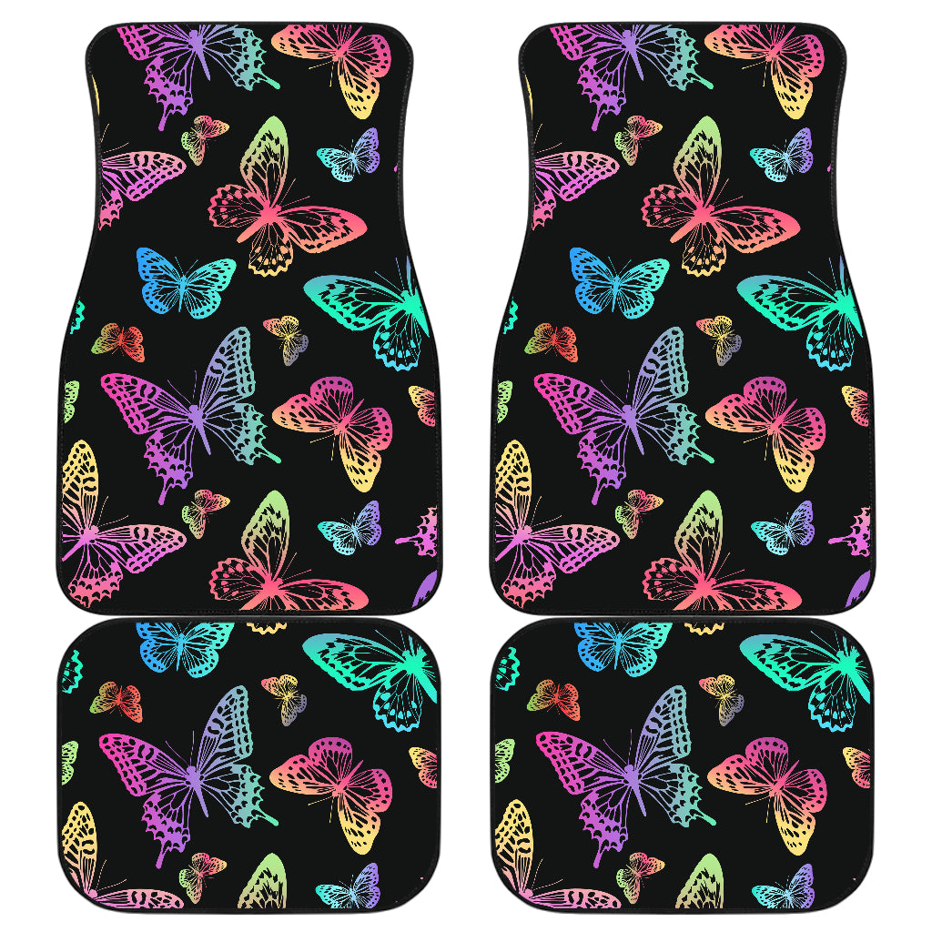 Colorful Neon Butterflies Car Floor Mats