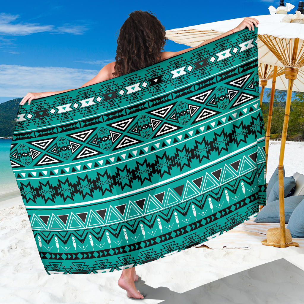 Teal green Boho Aztec Sarong