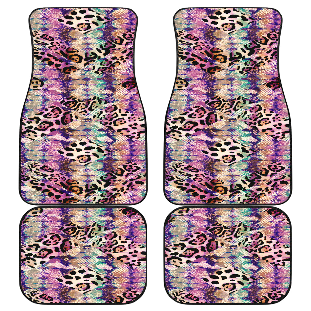 Pink Stripe Animal Print Car Floor Mats