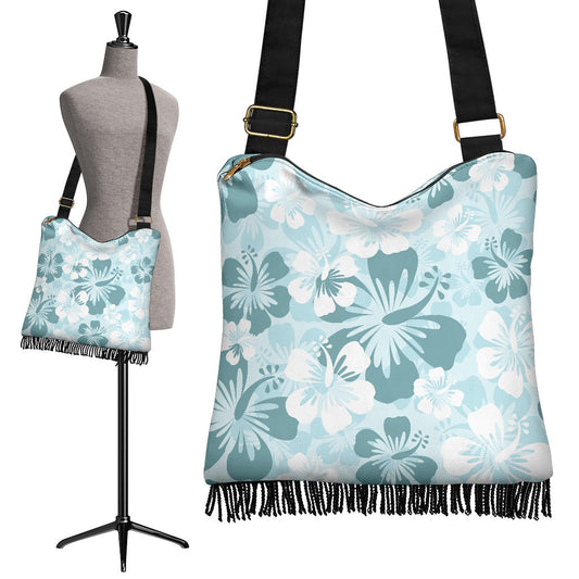 Teal Green Aloha Flowers Crossbody Bag