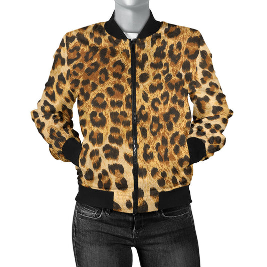 Womens Leopard Print Bomber Jacket