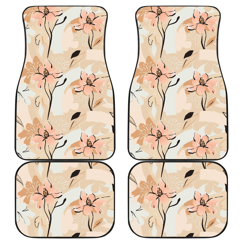 Beige Leaves Car Floor Mats