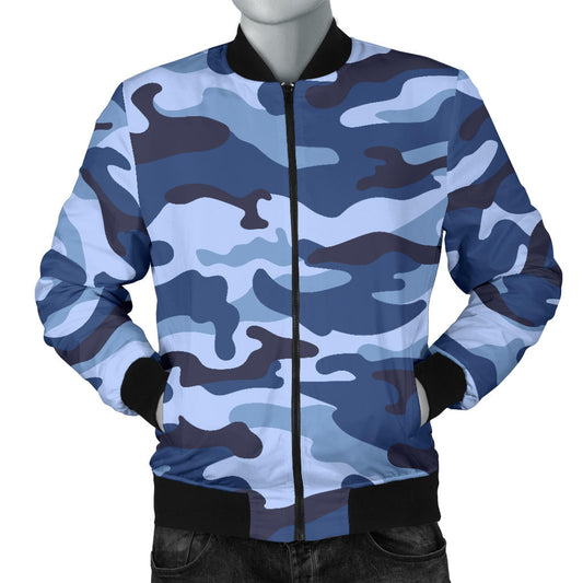 Mens Blue Camouflage Bomber Jacket