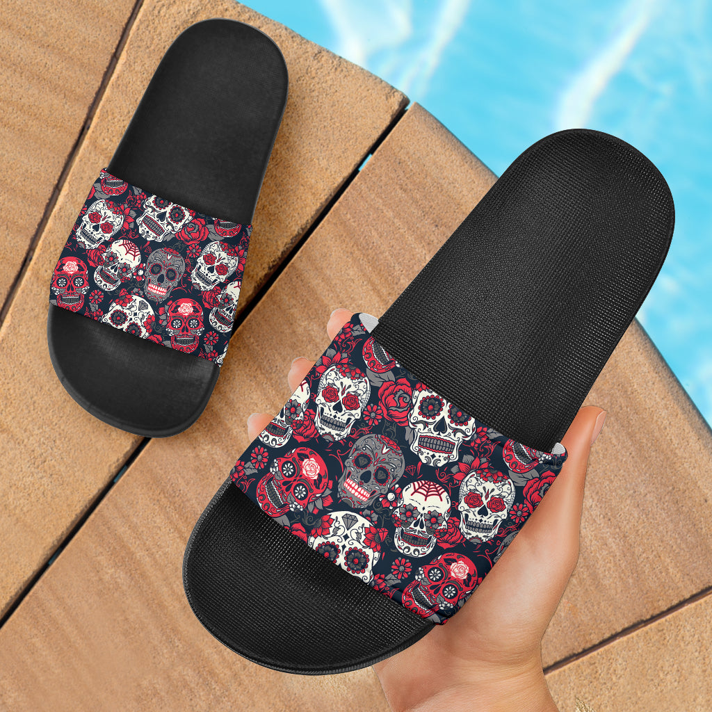 Sugar Skulls & Roses Slide Sandals