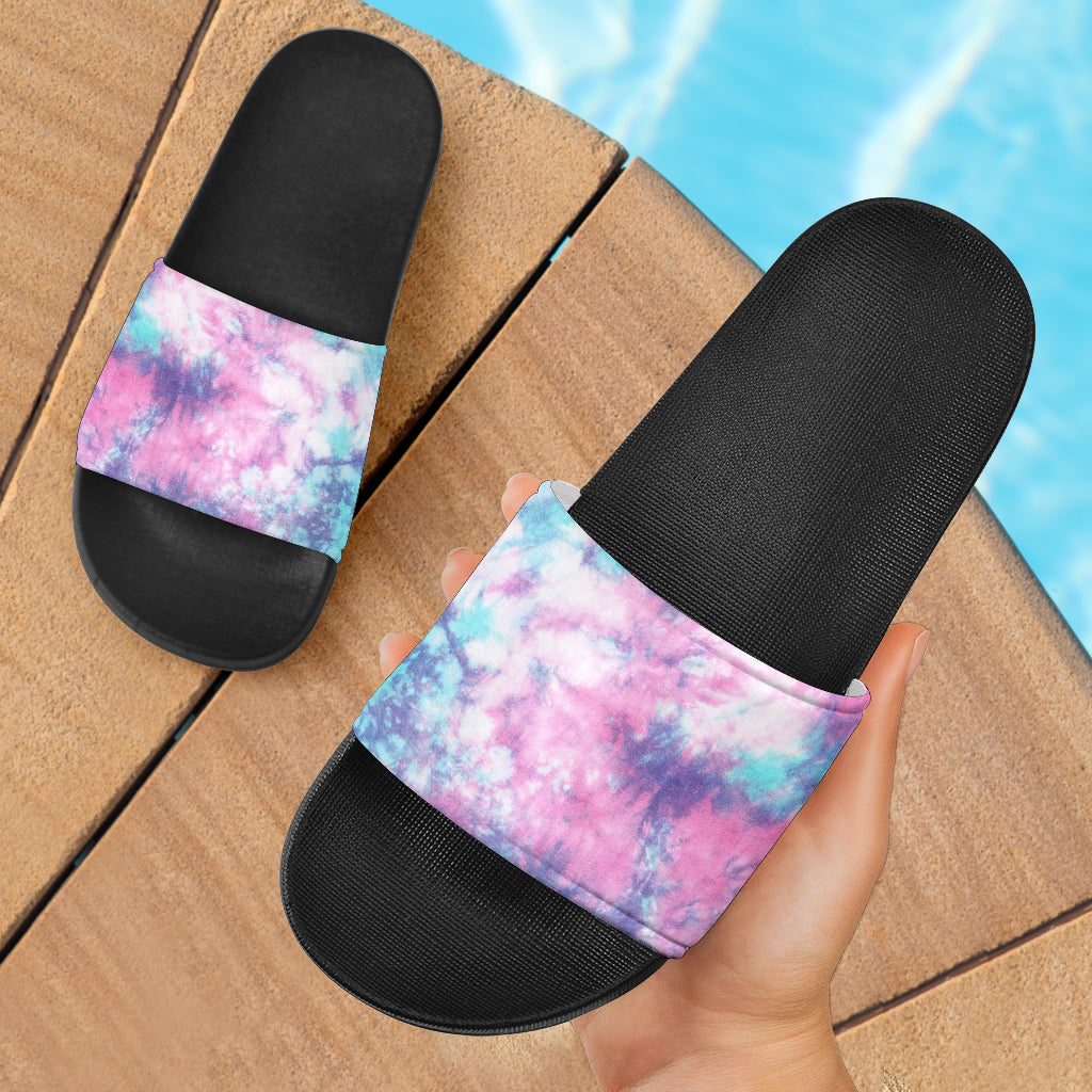 Blue & Pink Cotton Candu Tie Dye Slide Sandals