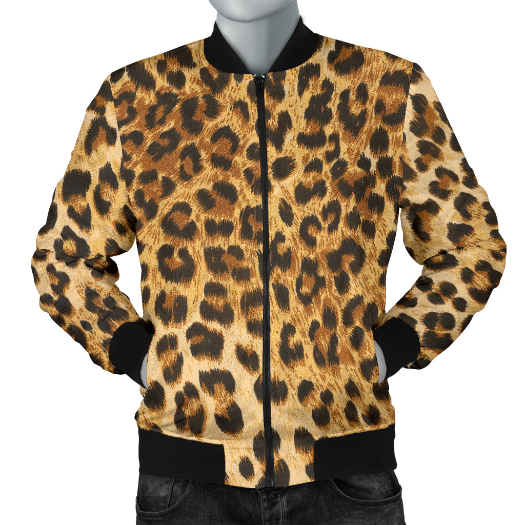 Mens Leopard Print Bomber Jacket