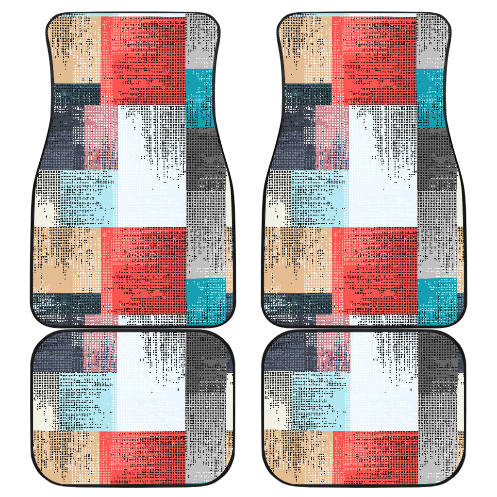 Red White Abstract Blocks Car Floor Mats