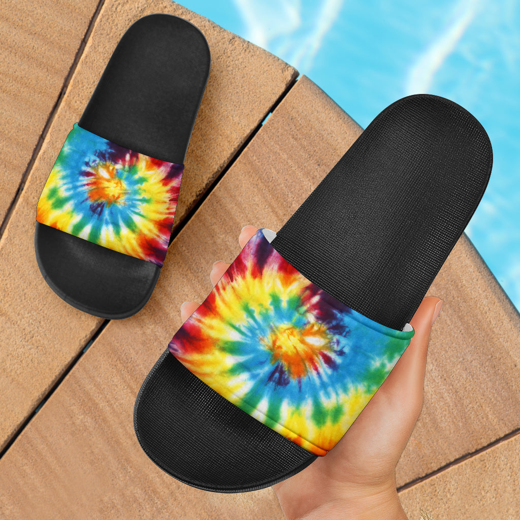 Colorful Tie Dye Abstract Art Slide Sandals