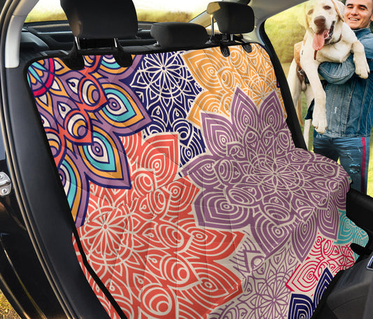 Colorful Floral Mandalas Car Back Seat Pet Cover
