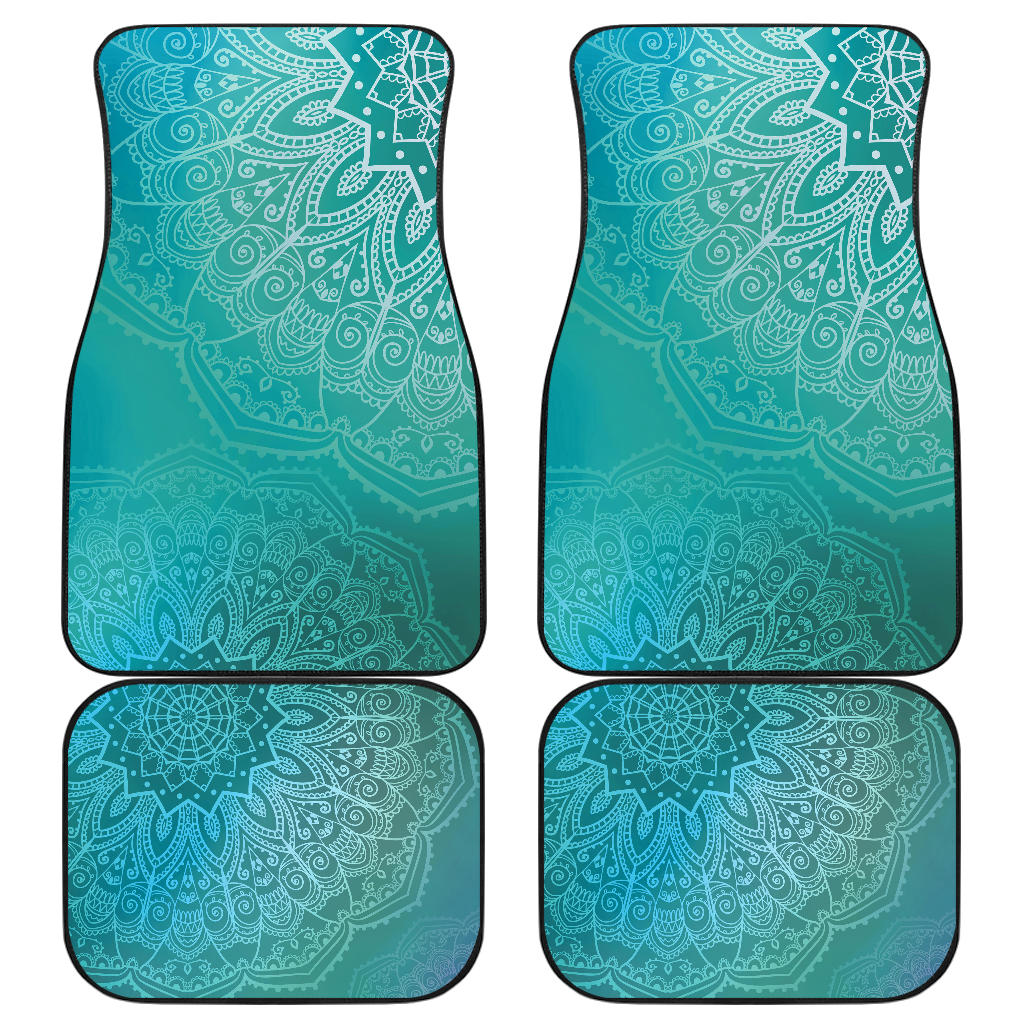 Light Green Teal Mandalas Car Floor Mats