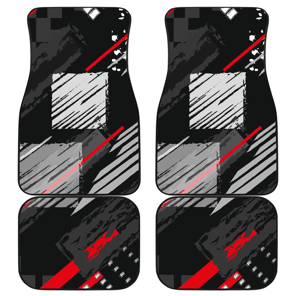 Black Red Abstract Car Floor Mats