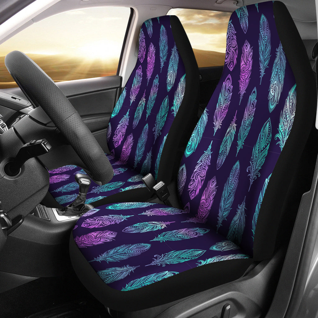 Pink & Purple Feathers Car Seat Covers