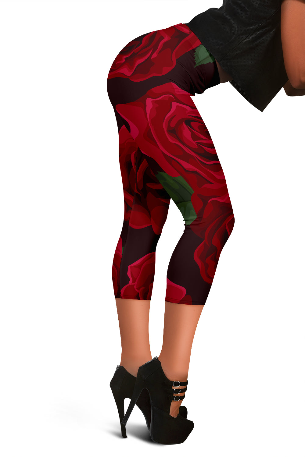 Red Roses Capri Leggings