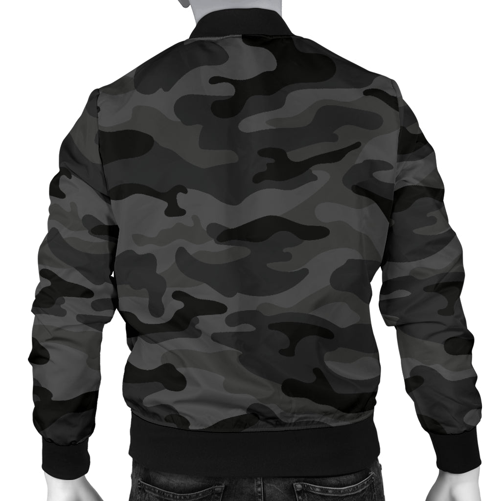 Mens Dark Grey Camouflage Bomber Jacket