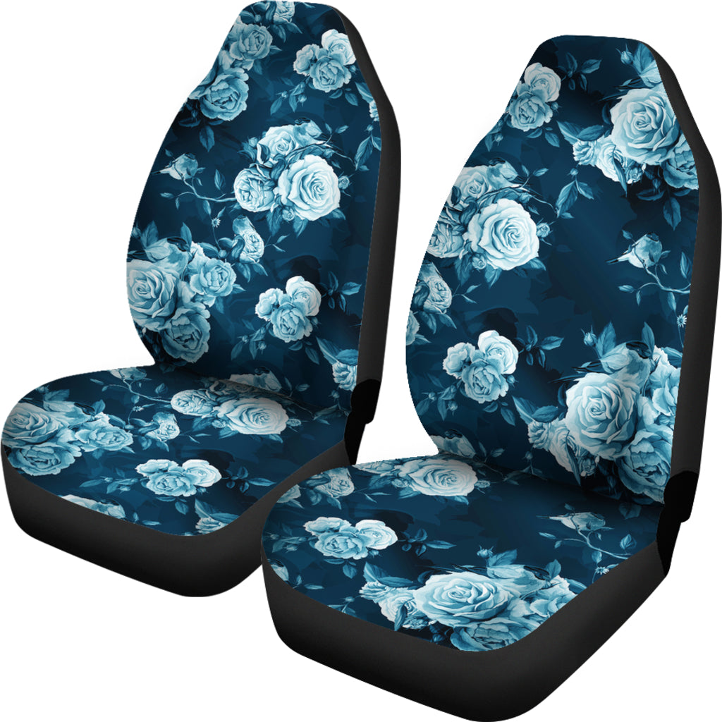 Navy Blue Roses Car Seat Covers