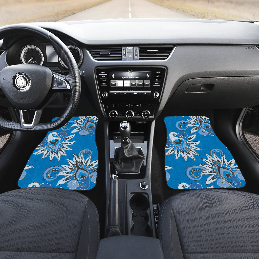 Blue Floral Decor Car Floor Mats
