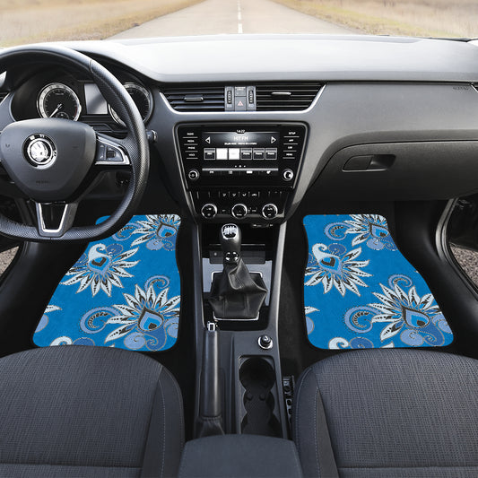 Blue Floral Decor Car Floor Mats