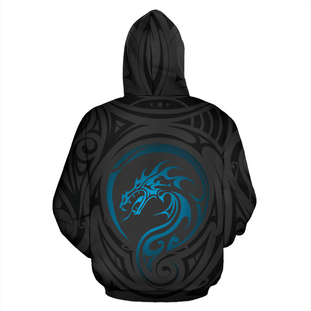 Blue Maori Dragon Hoodie