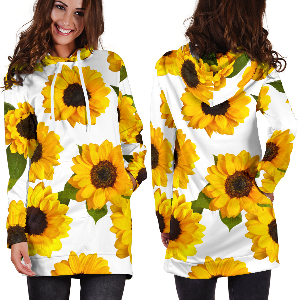 Sunflowers White Womens Hoodie Dress