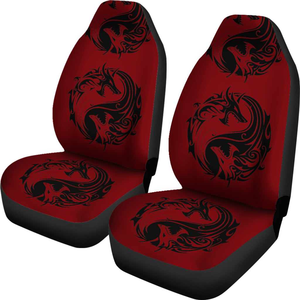 Red Yin Yang Dragons Car Seat Covers
