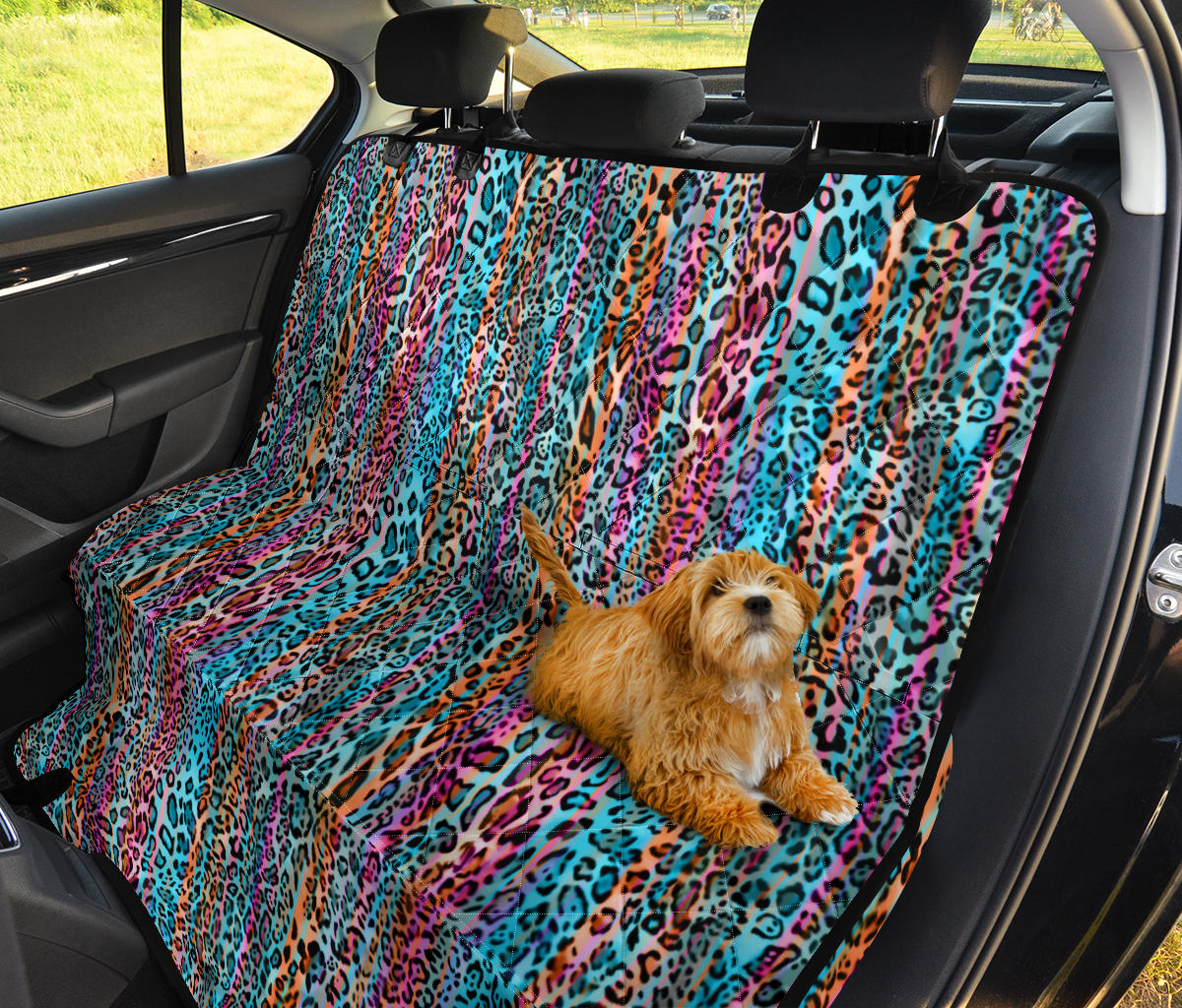 Colorful Leopard Print Car Back Seat Pet Cover
