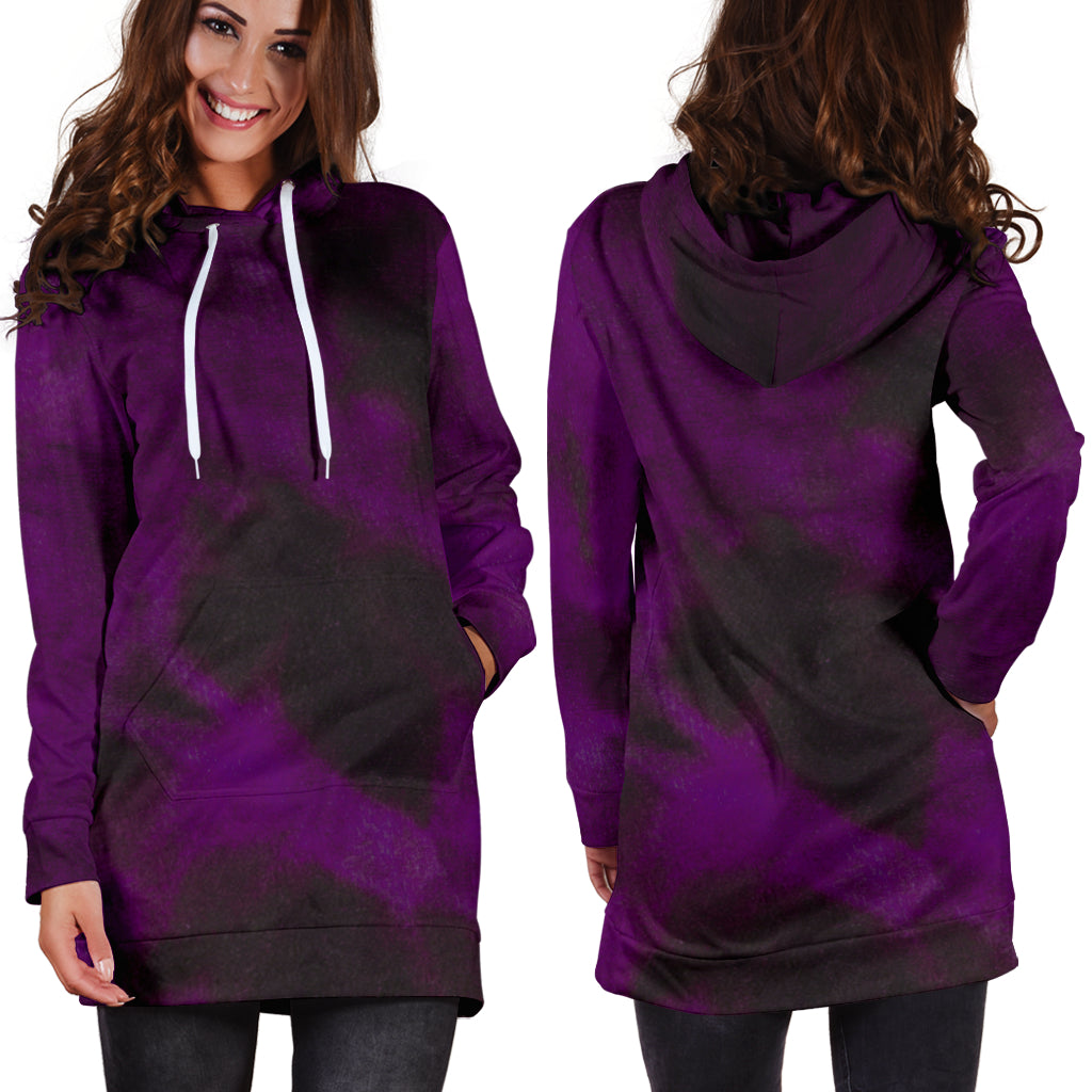 Purple Tie Dye Grunge Womens Hoodie Dress