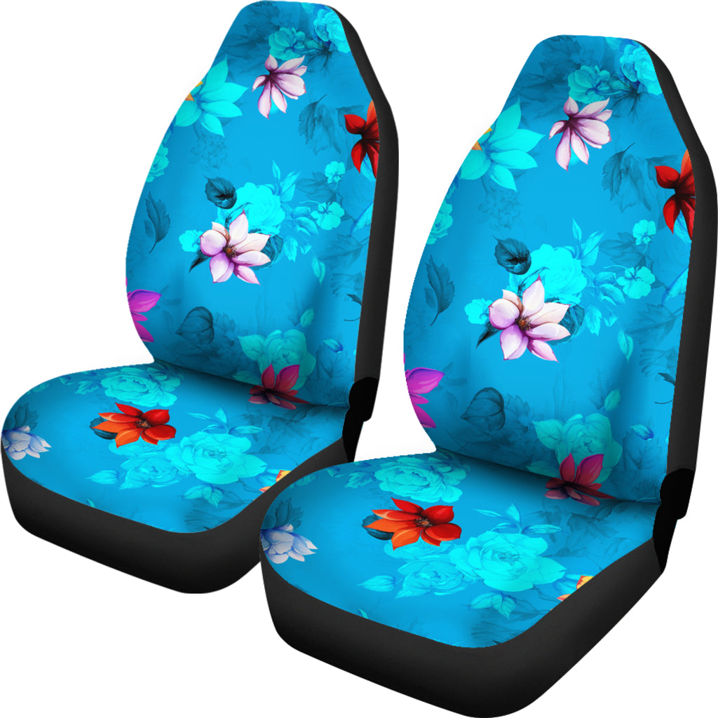 Blue Flowers Car Seat Covers