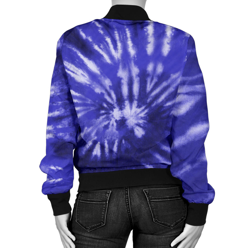Womens Royal Blue Tie Dye Bomber Jacket