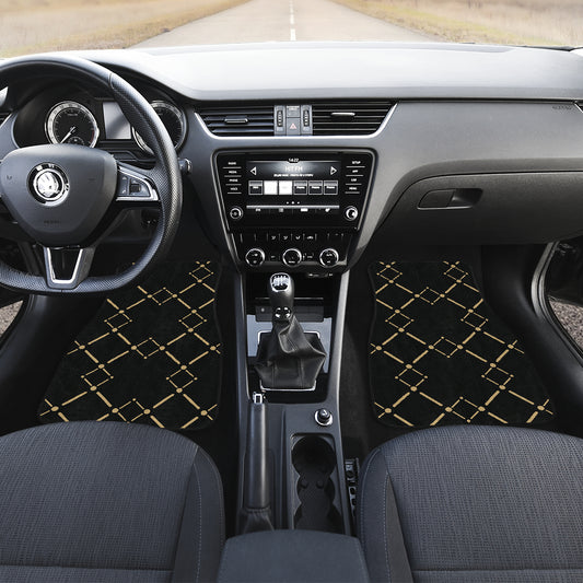 Black & Gold Plaid Car Floor Mats