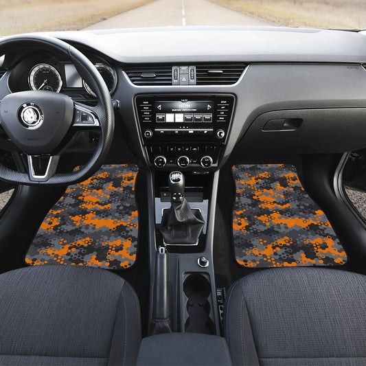 Orange Abstract Camouflage Car Floor Mats