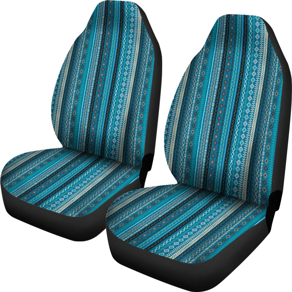 Light Green Teal Boho Stripes Decor Car Seat Covers
