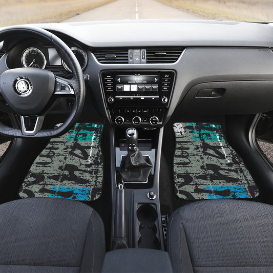Grey Blue Abstract Car Floor Mats