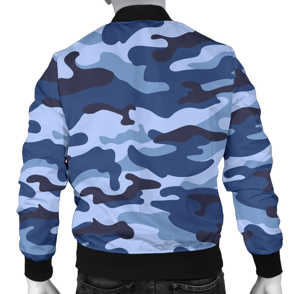Mens Blue Camouflage Bomber Jacket
