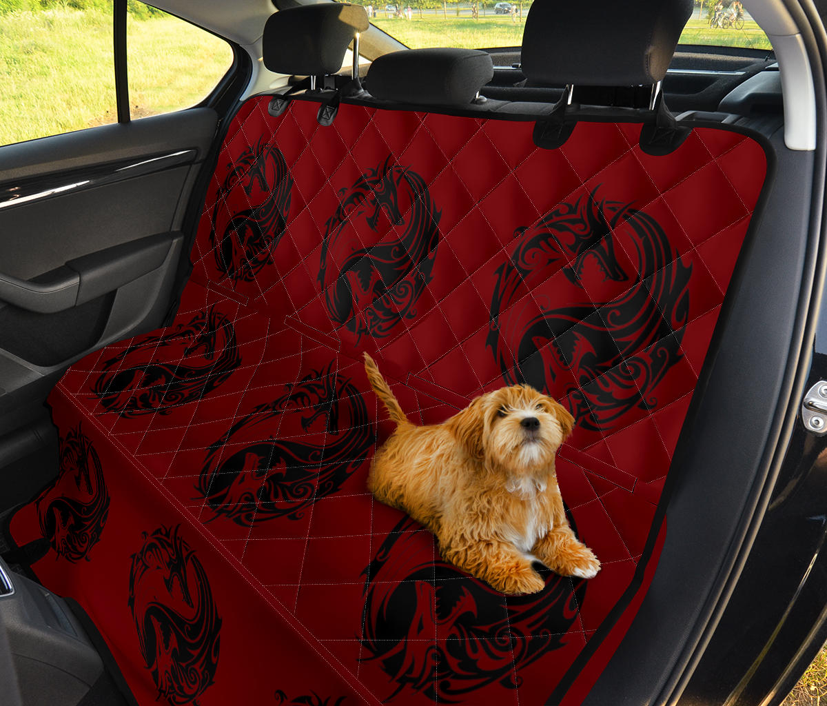 Red Dragon Yin Yang Car Backseat Pet Cover