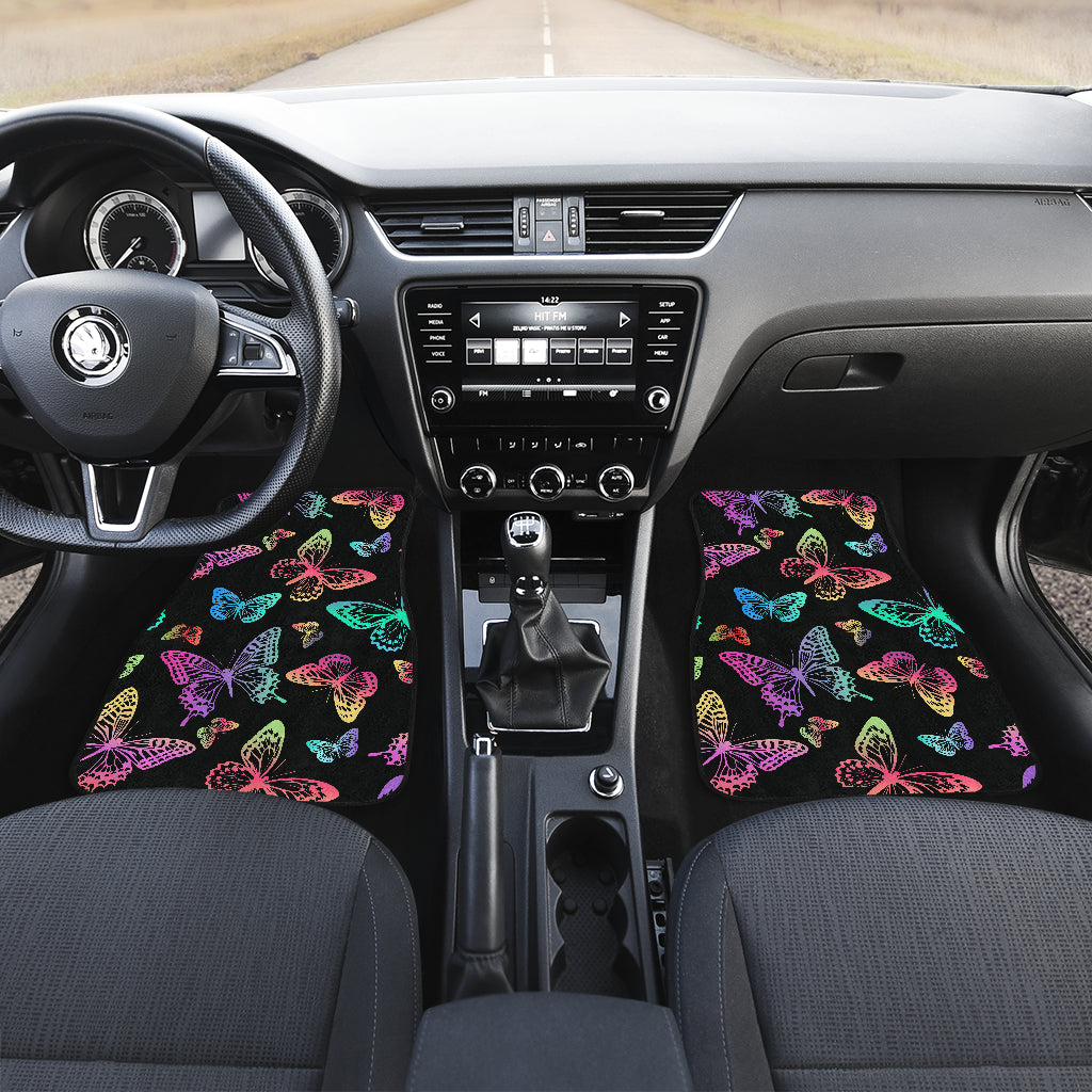 Colorful Neon Butterflies Car Floor Mats