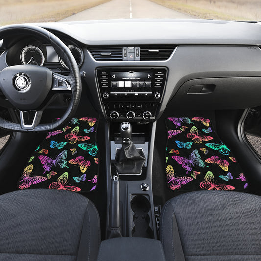 Colorful Neon Butterflies Car Floor Mats