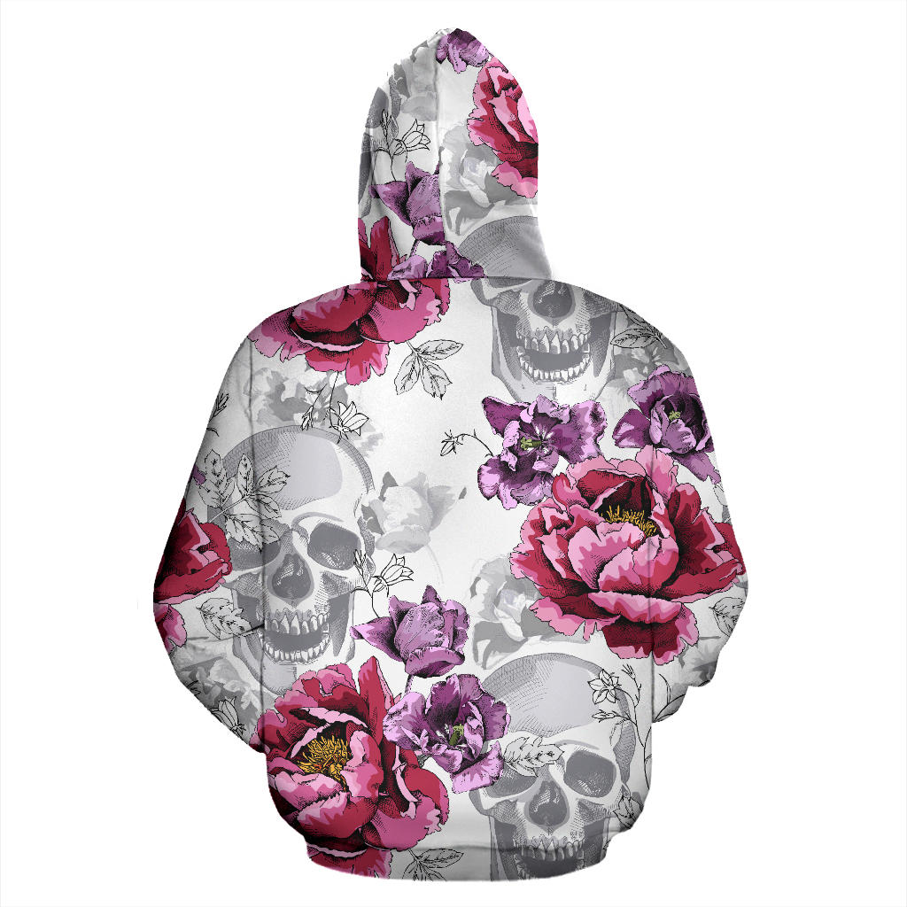 White Skulls & Roses Hoodie