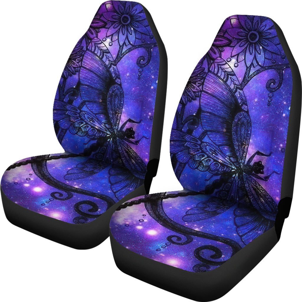 Purple Floral Dragonfly Car Seat Covers