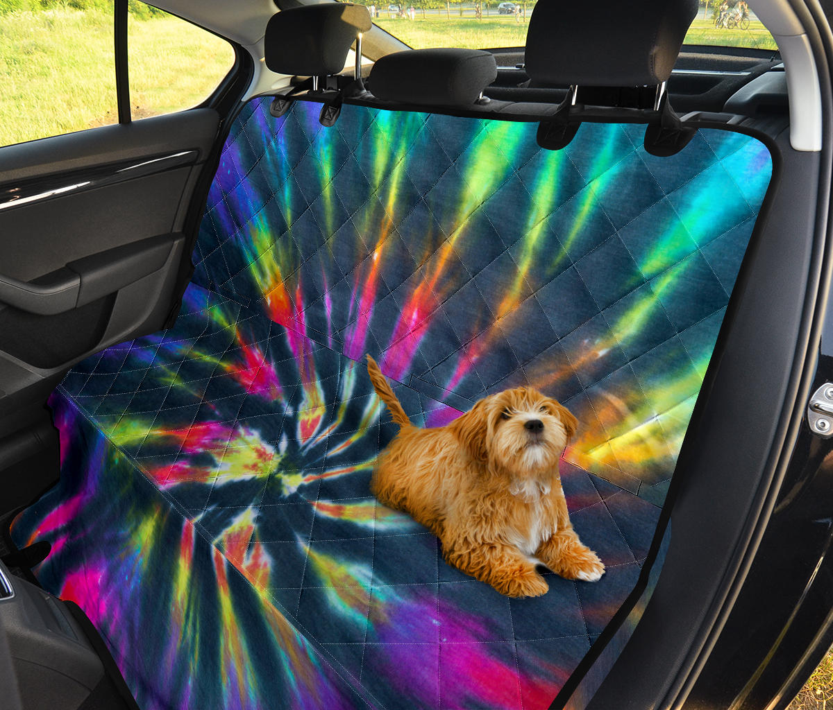 Colorful Neon Tie Dye Car Back Seat Pet Cover