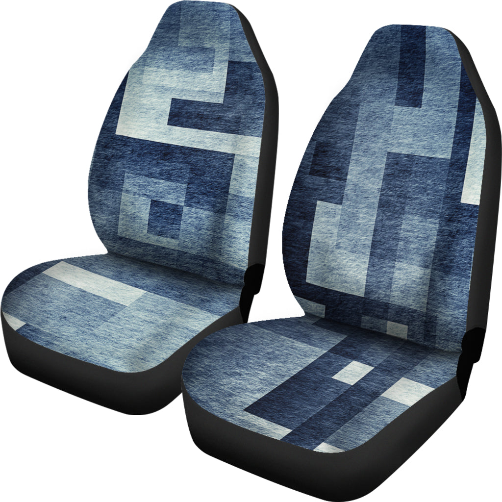 Blue Abstract Blocks Car Seat Covers