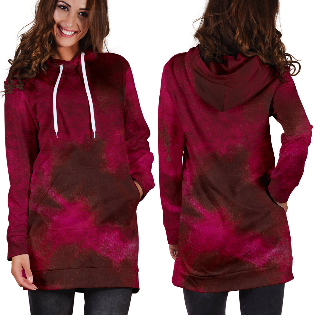 Red Tie Dye Grunge Womens Hoodie Dress