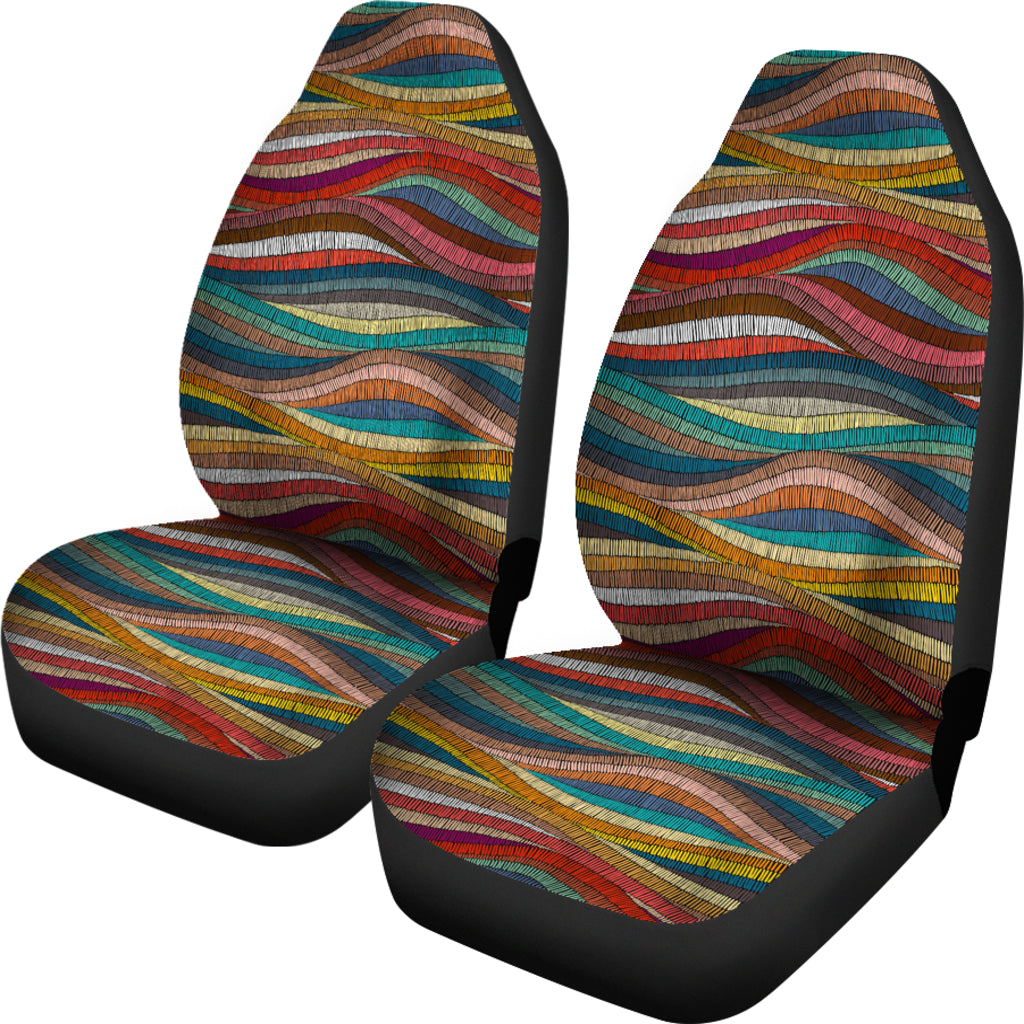 Colorful Abstract Waves Car Seat Covers