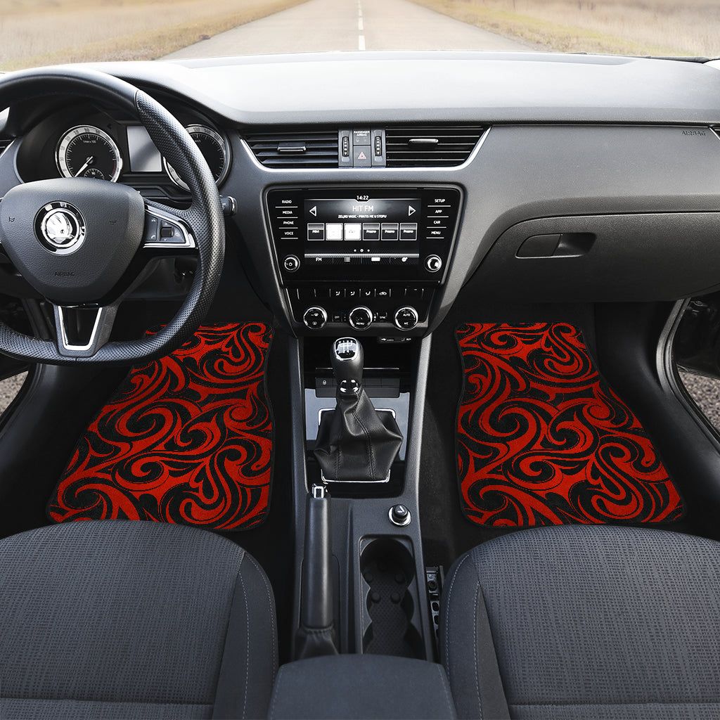 Red Tribal Swirls Car Floor Mats