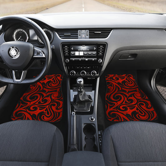 Red Tribal Swirls Car Floor Mats